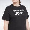 Reebok t-shirt czarny bawełniany damski koszulka duży napis Plus Size